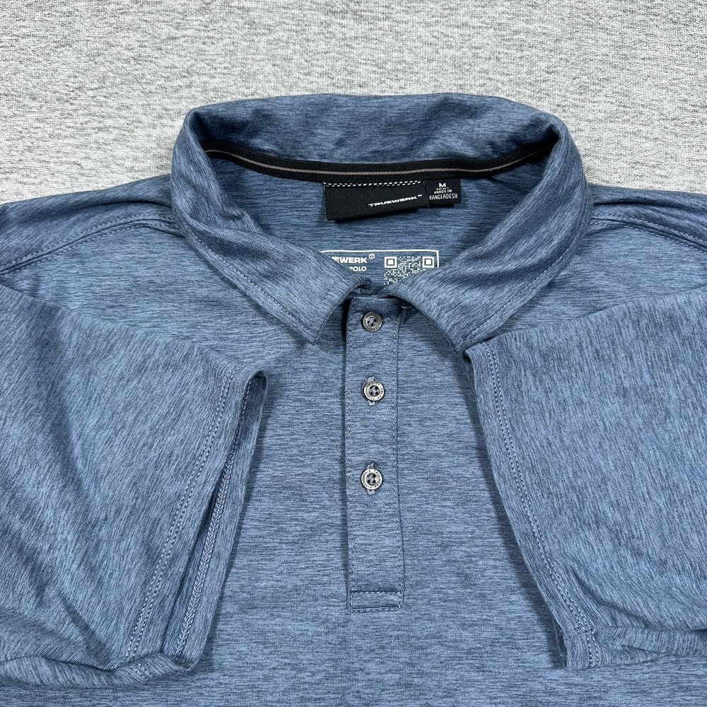 Truewerk Polo Shirt Mens Medium Blue Edo Performance Stretch Work Golf